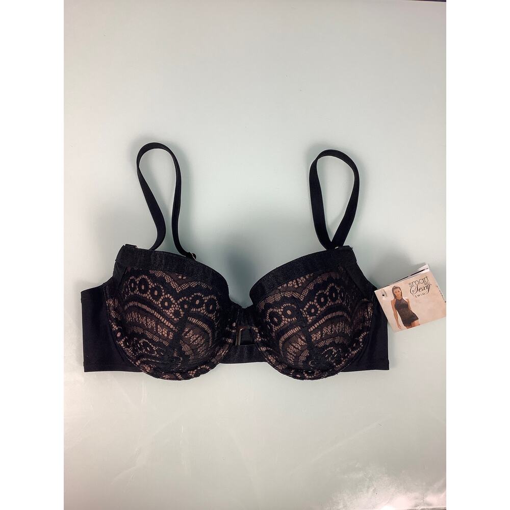 Smart & Sexy Swim black lace nude Wired bikini top size 36C NWT
